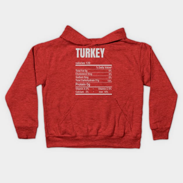 Turkey Nutrition Facts Family Thanksgiving Kids Hoodie by rami99